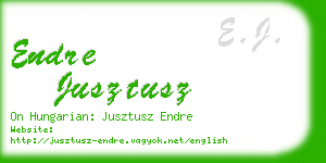 endre jusztusz business card